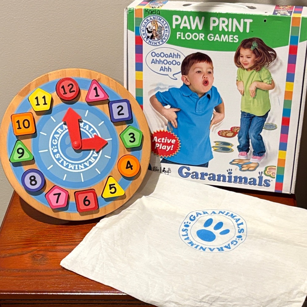 Garanimals Wooden Clock puzzle and Paw Prints Game